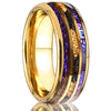 Unisex Tungsten Steel Ring With 18K Gold Electroplated Finish And Hand Inlaid Opal Gold Foil Minimalist Geometric Design