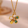 Unisex Ushaped Copper Pendant Necklace With Zircon Inlay And Goldplated Finish Regular Chain Jewelry