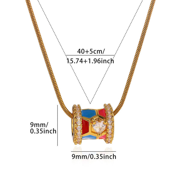 Unisex Ushaped Copper Pendant Necklace With Zircon Inlay And Goldplated Finish Regular Chain Jewelry