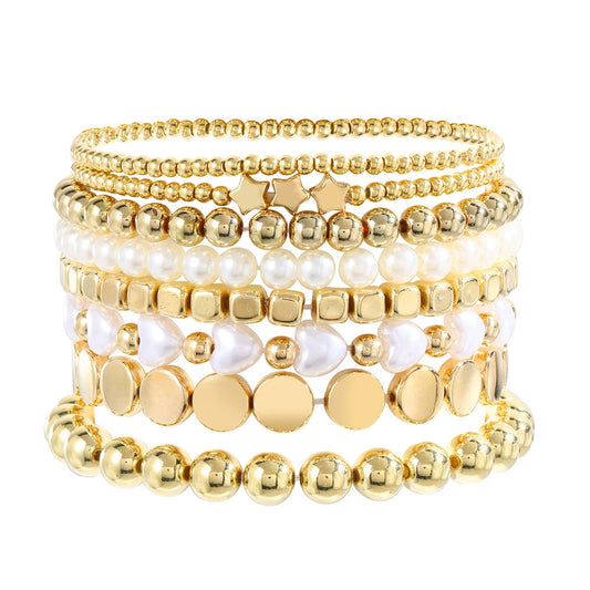 Unisex Women's Multilayer Handmade Copper Beads And Imitation Pearl Geometric Style Bracelet