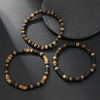 Unisex Wooden And Volcanic Stone Beaded Handmade Round Geometry Bracelet