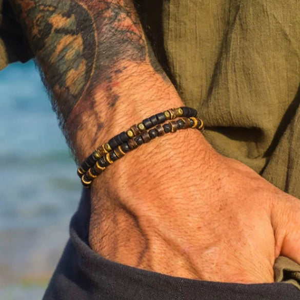 Unisex Wooden Geometric Handmade Beaded Bracelet Set