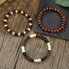 Unisex Wooden Geometric Handmade Beaded Bracelet Set