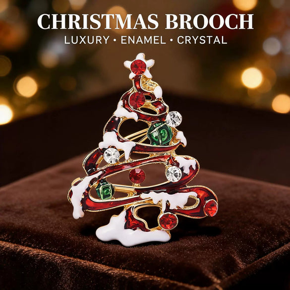 Unisex Zinc Alloy Christmas Tree Brooch With Enamel Rhinestone Accents And Dripping Oil Finish Festive Fashion Accessory