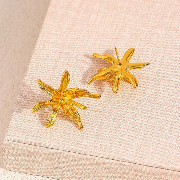 Unisex Zinc Alloy Flower Hoop Earrings With Floral Hanging Details For Versatile Fashion Jewelry