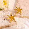 Unisex Zinc Alloy Flower Hoop Earrings With Floral Hanging Details For Versatile Fashion Jewelry