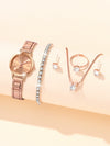 Universal Casual Alloy Case Round Dial Quartz Watch With Steel Band And Ordinary Glass Mirror
