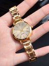 Universal Casual Alloy Case Round Dial Quartz Watch With Steel Band And Ordinary Glass Mirror