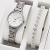 Universal Casual Alloy Case Round Dial Quartz Watch With Steel Band And Ordinary Glass Mirror