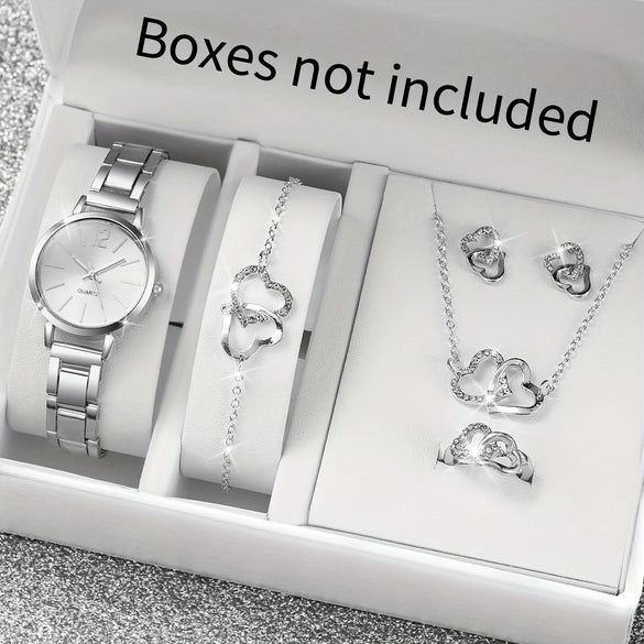 Universal Casual Alloy Case Round Dial Quartz Watch With Steel Band And Ordinary Glass Mirror