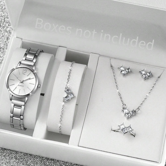 Universal Casual Alloy Case Round Dial Quartz Watch With Steel Band And Ordinary Glass Mirror
