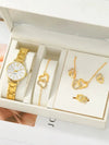 Universal Casual Alloy Case Round Dial Quartz Watch With Steel Band And Ordinary Glass Mirror