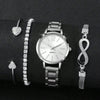 Universal Casual Alloy Case Round Dial Quartz Watch With Steel Band And Ordinary Glass Mirror