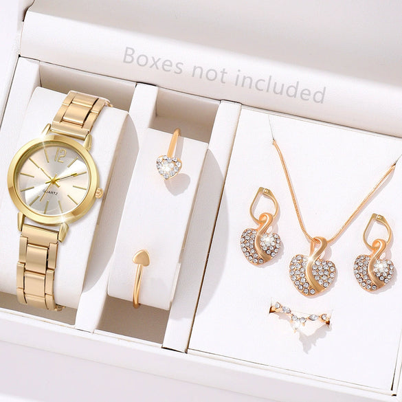 Universal Casual Alloy Case Round Dial Quartz Watch With Steel Band And Ordinary Glass Mirror