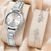 Universal Casual Alloy Case Round Dial Quartz Watch With Steel Band And Ordinary Glass Mirror