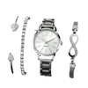 Universal Casual Alloy Case Round Dial Quartz Watch With Steel Band And Ordinary Glass Mirror