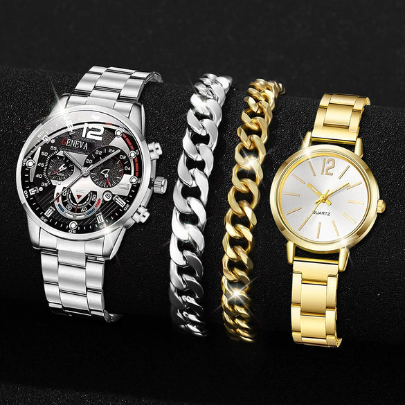 Universal Casual Alloy Case Round Dial Quartz Watch With Steel Band And Ordinary Glass Mirror