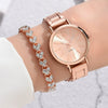 Universal Casual Alloy Case Round Dial Quartz Watch With Steel Band And Ordinary Glass Mirror