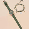 Universal Fashion Watch Set Alloy Case Canvas Strap Round Dial