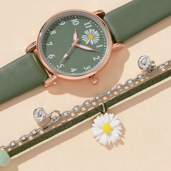 Universal Fashion Watch Set Alloy Case Canvas Strap Round Dial