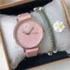 Universal Fashion Watch Set Alloy Case Canvas Strap Round Dial