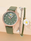 Universal Fashion Watch Set Alloy Case Canvas Strap Round Dial