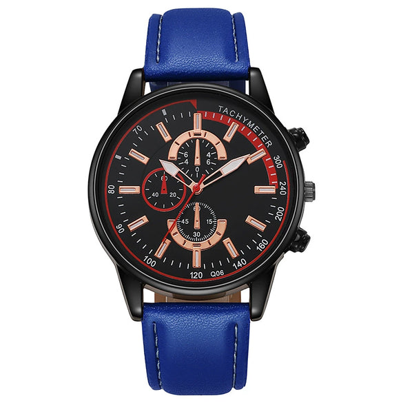 Universal Leisure Alloy Case Imitation Leather Strap Stainless Steel Buckle Round Dial Quartz Belt Watch