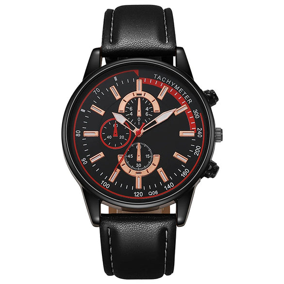 Universal Leisure Alloy Case Imitation Leather Strap Stainless Steel Buckle Round Dial Quartz Belt Watch