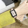 Universal Leisure Style Rectangular Quartz Watch For Junior High School Students Pu And Alloy Material