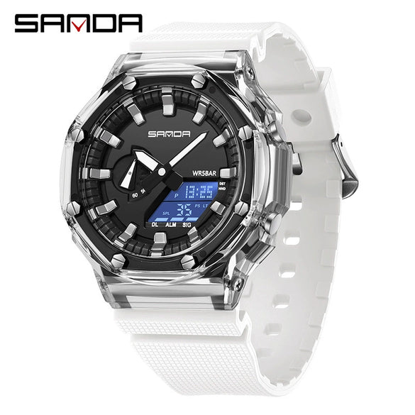 Universal Octagonal And Round Dopamine Transparent Electronic Watch Multifunctional Swimming Waterproof Watch With Abs Case Tpu Strap And Acrylic Mirror