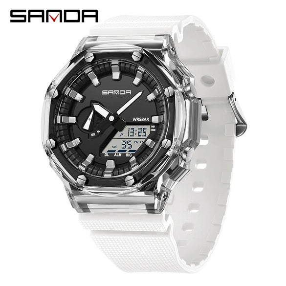 Universal Octagonal And Round Dopamine Transparent Electronic Watch Multifunctional Swimming Waterproof Watch With Abs Case Tpu Strap And Acrylic Mirror