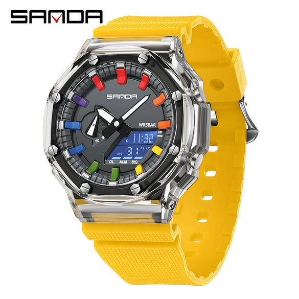 Universal Octagonal And Round Dopamine Transparent Electronic Watch Multifunctional Swimming Waterproof Watch With Abs Case Tpu Strap And Acrylic Mirror