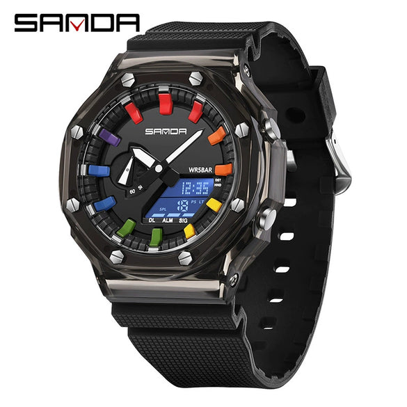 Universal Octagonal And Round Dopamine Transparent Electronic Watch Multifunctional Swimming Waterproof Watch With Abs Case Tpu Strap And Acrylic Mirror