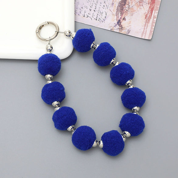 Universal Phone Case Lanyard Semihandmade With Plush Ball Bead Pendant