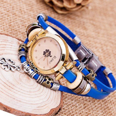 Universal Student Bracelet Watch Alloy Case Imitation Leather Strap Stainless Steel Buckle Round Dial Leisure Style