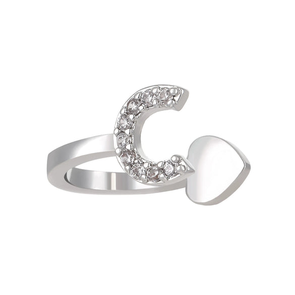 Ushaped Copper Ear Clip With Diamond And Letter Design Minimalist Style Women's And Unisex