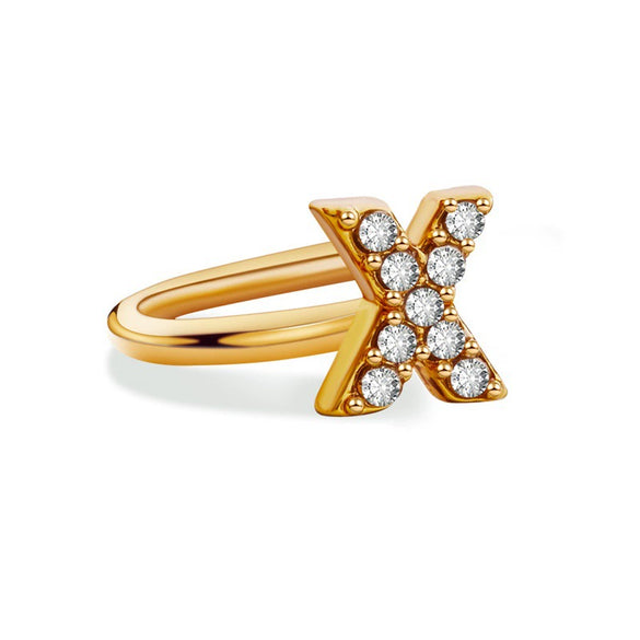 Ushaped Copper Ear Clip With Diamond And Letter Design Minimalist Style Women's And Unisex