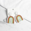 Ushaped Rainbow Soft Pottery Stud Earrings For Women Handmade Macaron Color Contrast Sweet Jewelry