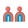Ushaped Rainbow Soft Pottery Stud Earrings For Women Handmade Macaron Color Contrast Sweet Jewelry