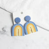 Ushaped Rainbow Soft Pottery Stud Earrings For Women Handmade Macaron Color Contrast Sweet Jewelry
