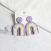 Ushaped Rainbow Soft Pottery Stud Earrings For Women Handmade Macaron Color Contrast Sweet Jewelry