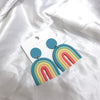 Ushaped Rainbow Soft Pottery Stud Earrings For Women Handmade Macaron Color Contrast Sweet Jewelry