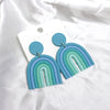Ushaped Rainbow Soft Pottery Stud Earrings For Women Handmade Macaron Color Contrast Sweet Jewelry
