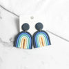 Ushaped Rainbow Soft Pottery Stud Earrings For Women Handmade Macaron Color Contrast Sweet Jewelry