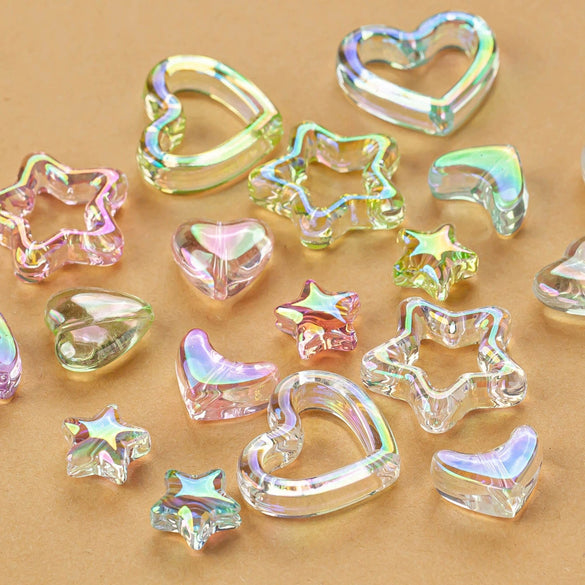 Uvplated Acrylic Photo Frame Love Stars Diy Handmade String Beads Mobile Phone Chain Pendant Jewelry Clothing Accessories