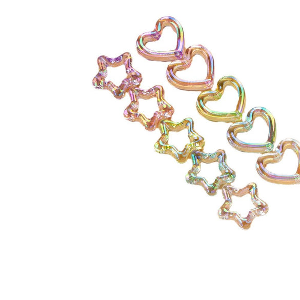 Uvplated Acrylic Photo Frame Love Stars Diy Handmade String Beads Mobile Phone Chain Pendant Jewelry Clothing Accessories