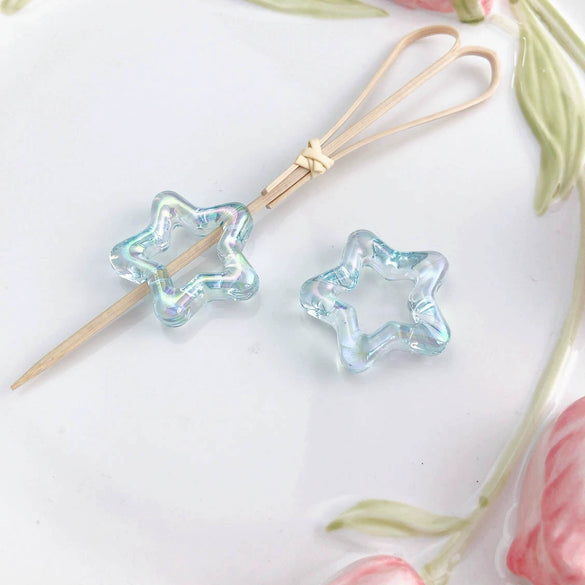 Uvplated Acrylic Photo Frame Love Stars Diy Handmade String Beads Mobile Phone Chain Pendant Jewelry Clothing Accessories