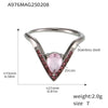 V Shaped Diamond 5A Zircon Adjustable Titanium Steel Ring With Electroplating Light Luxury And Geometric Style