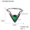 V Shaped Diamond 5A Zircon Adjustable Titanium Steel Ring With Electroplating Light Luxury And Geometric Style