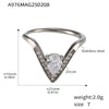 V Shaped Diamond 5A Zircon Adjustable Titanium Steel Ring With Electroplating Light Luxury And Geometric Style